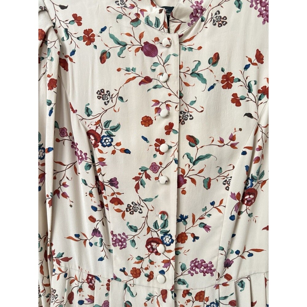 J. Peterman - 100% Silk Floral Pleated Midi Dress – Size 2 - Picture 3 of 11
